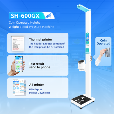 Coin Operated Digital Height Weight Bmi Blood Pressure Machine Ultrasonic Height and Weight Machine