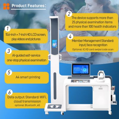 SH-T17 Factory Supply Smart Health Checkup Kiosk Ιατρικός Διαγνωστικός Εξοπλισμός με Αναλυτή σώματος